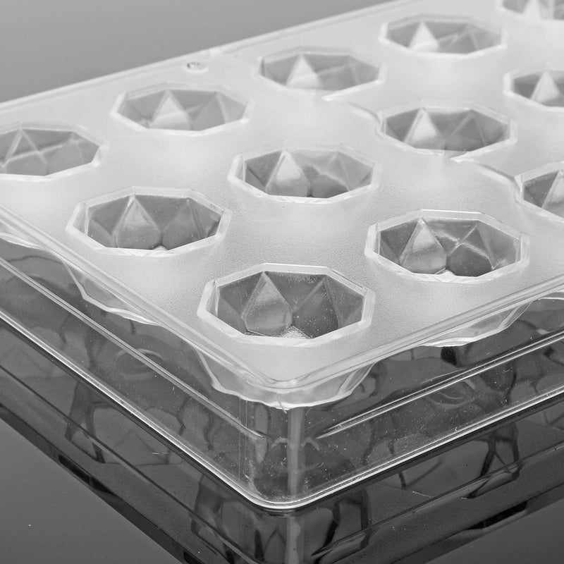 HAPYLY 21 Grid Chocolate Candy Mold PC Polycarbonate Chocolate Making Mould (Diamond) - Image 2